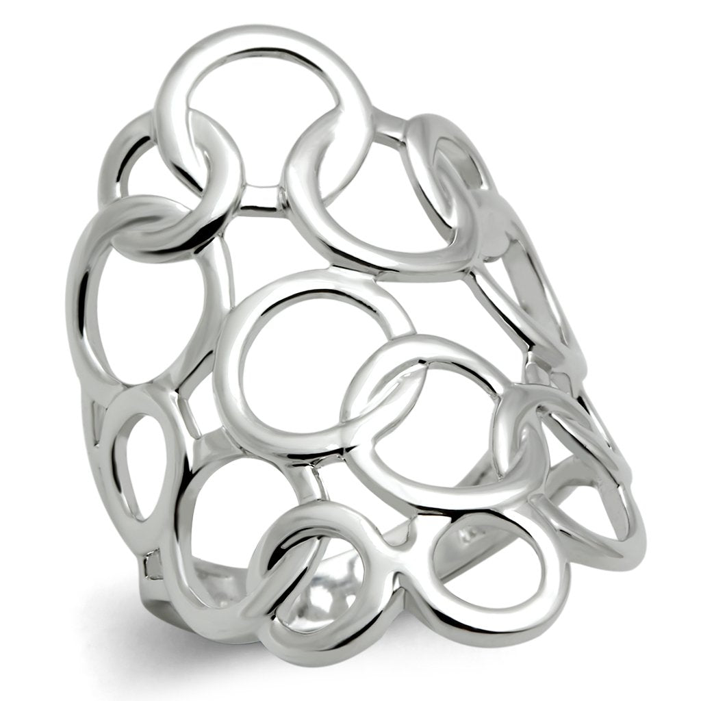 Minimalist Rhodium Brass Ring with No Stone