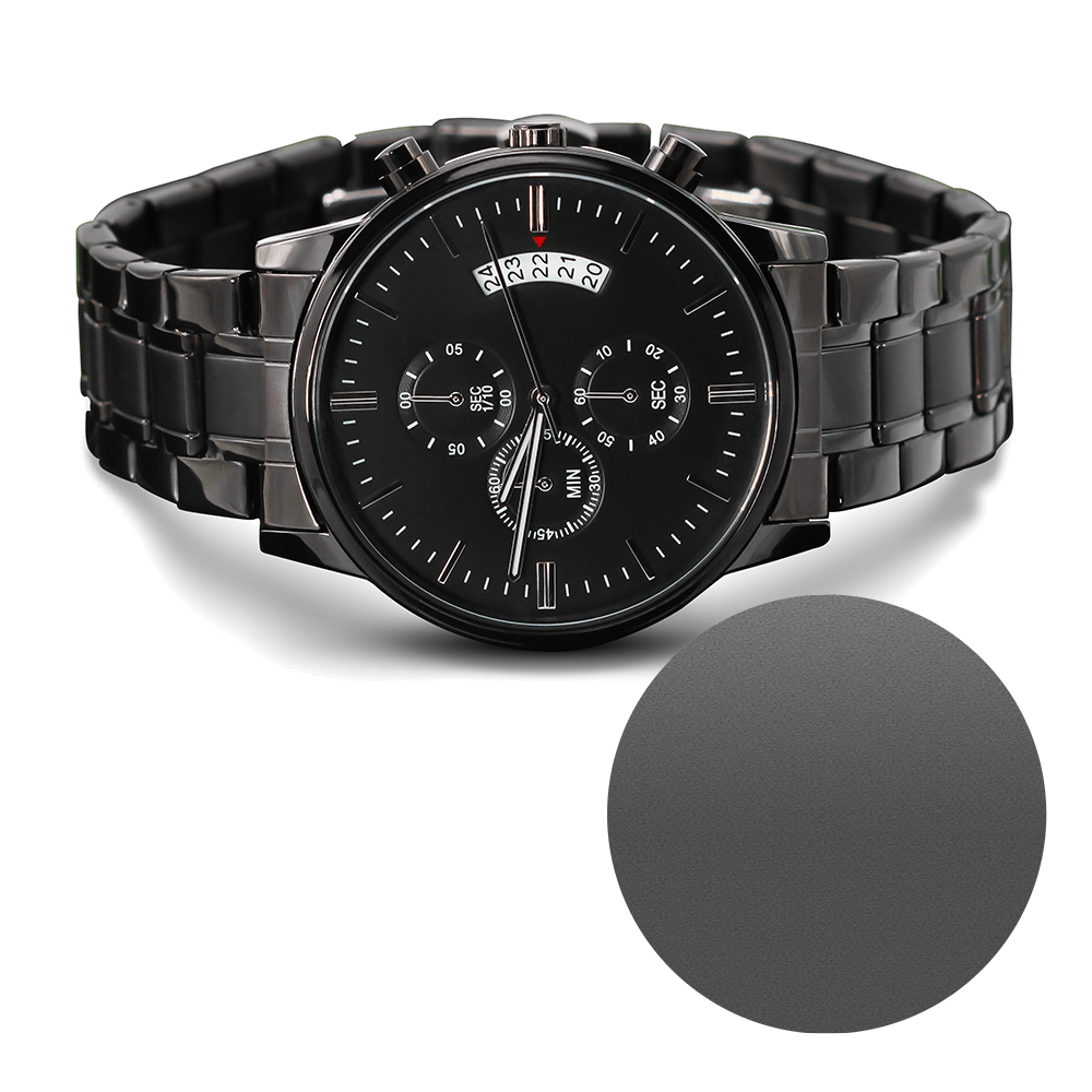 Personalized Luxury Black Chronograph Watch - The perfect Men's Gift