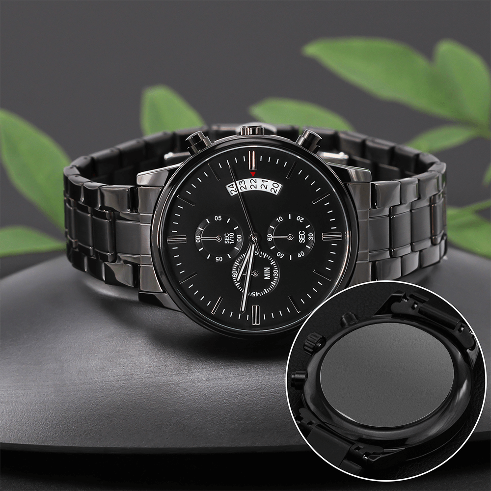 Personalized Luxury Black Chronograph Watch - The perfect Men's Gift