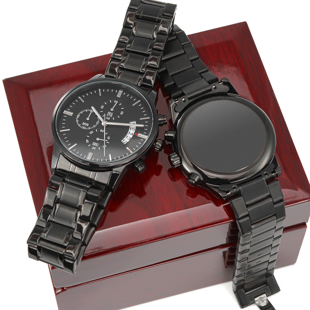 Personalized Luxury Black Chronograph Watch - The perfect Men's Gift