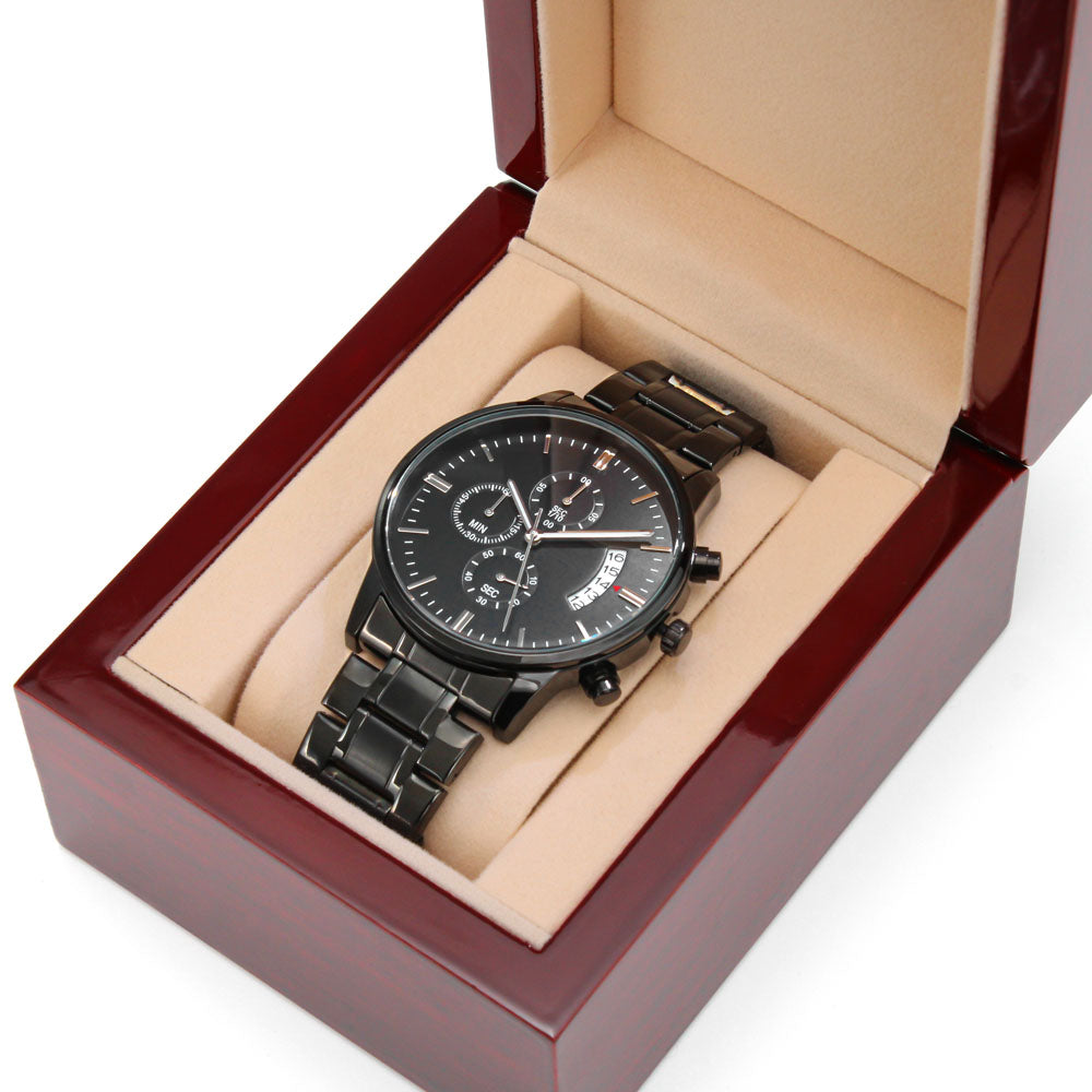 Personalized Luxury Black Chronograph Watch - The perfect Men's Gift