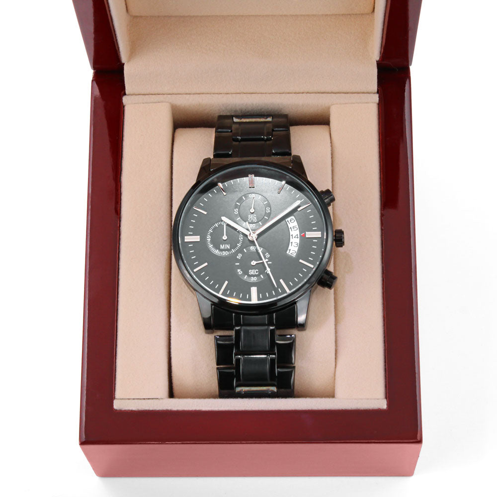 Personalized Luxury Black Chronograph Watch - The perfect Men's Gift