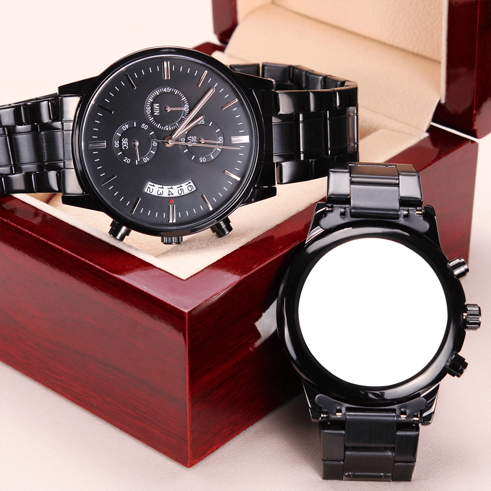 Personalized Luxury Black Chronograph Watch - The perfect Men's Gift
